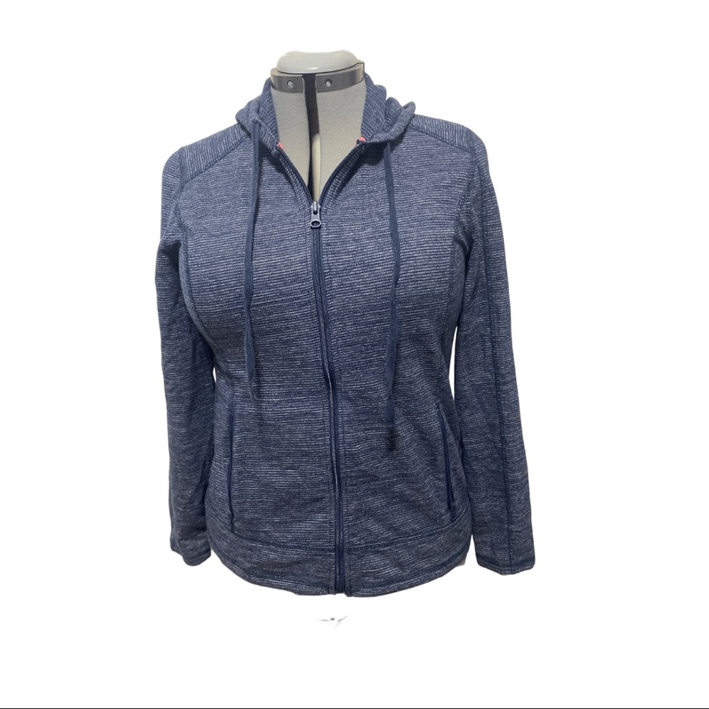 Petite Large Talbots Blue and White Zip Front Hoodie
